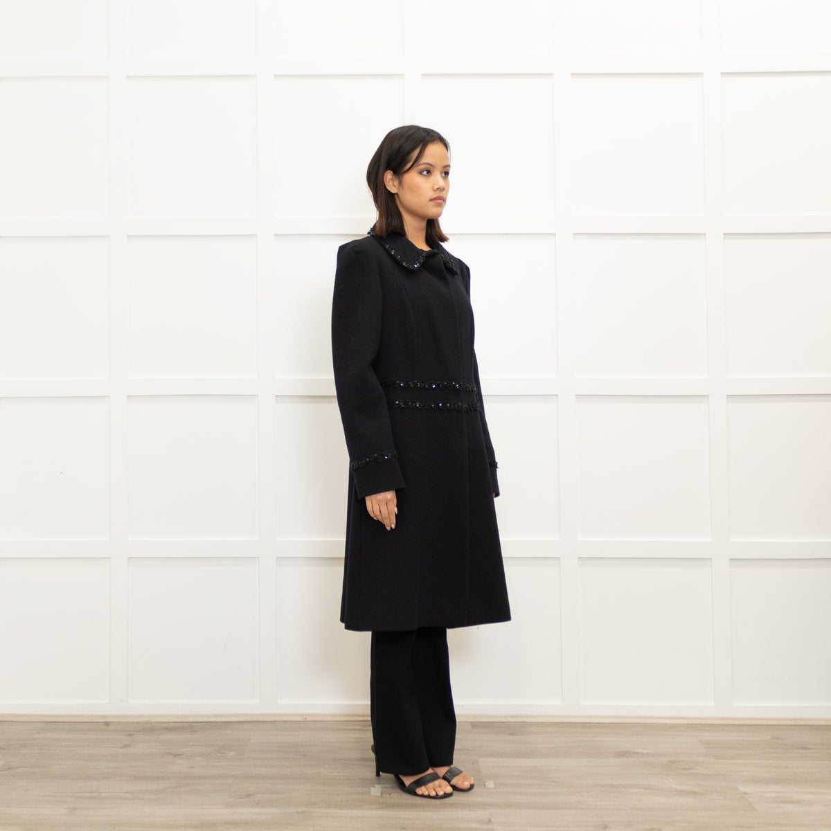 Moschino Cheap and Chic Wool Coat with Sequin Trim