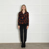Essentiel Antwerp Burnt Orange Navy Flower Print Blouse