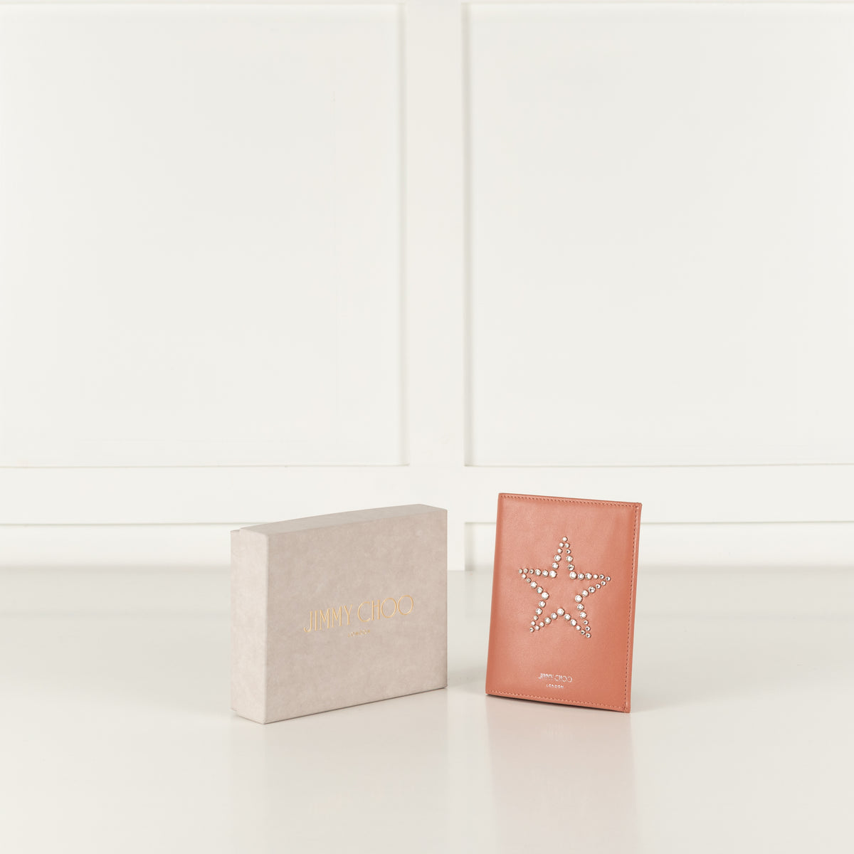 Jimmy Choo Pink Analya Star Studded Leather Passport Holder