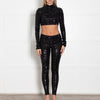 Prada Black Sequin Legging and Crop Top Co-ord