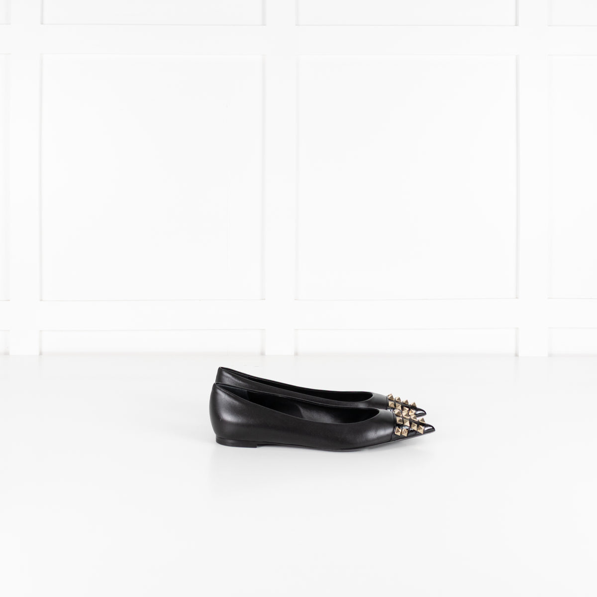 Valentino Garavani Black Rockstud Alcove Flat Pumps