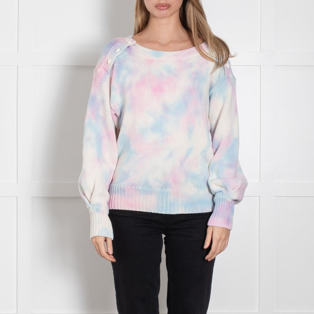Love Shack Fancy Cream Multi Tie Dye Cotton Jumper