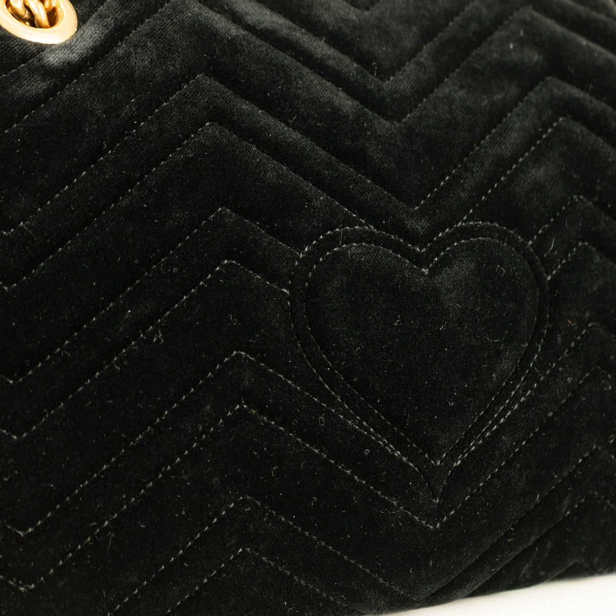 Gucci Velvet 'Loved' Large Black Marmont Shoulder Bag