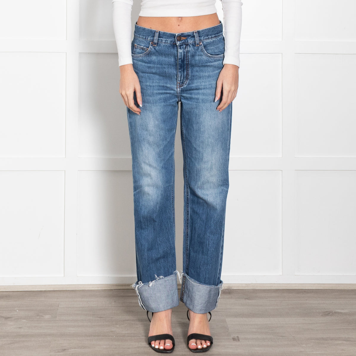 Me + Em  Blue Denim Ankle Grazer Turn Up Jeans