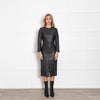 Toteme Black Paneled Leather Midi Dress