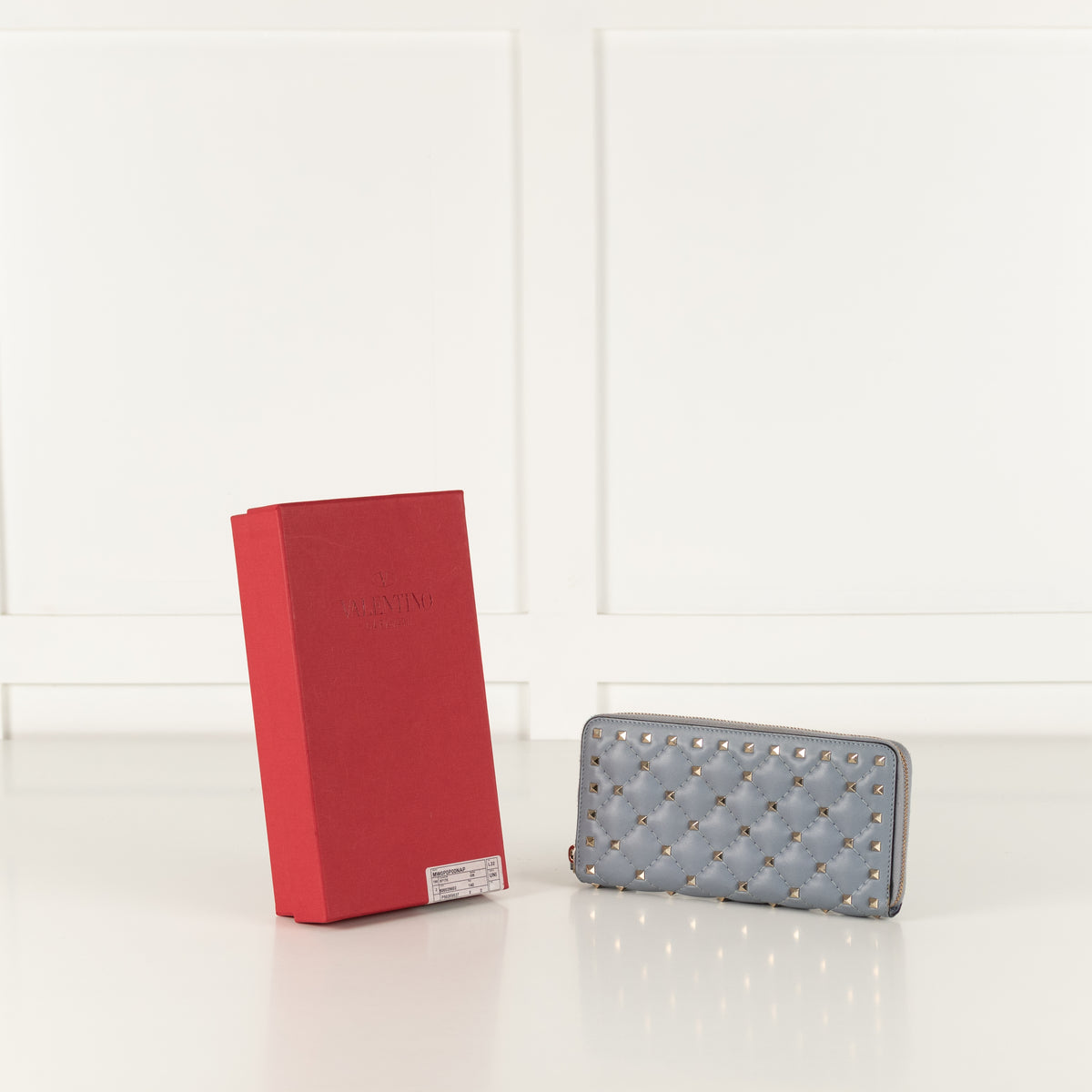 Valentino Pale Blue Rockstud Continental Wallet