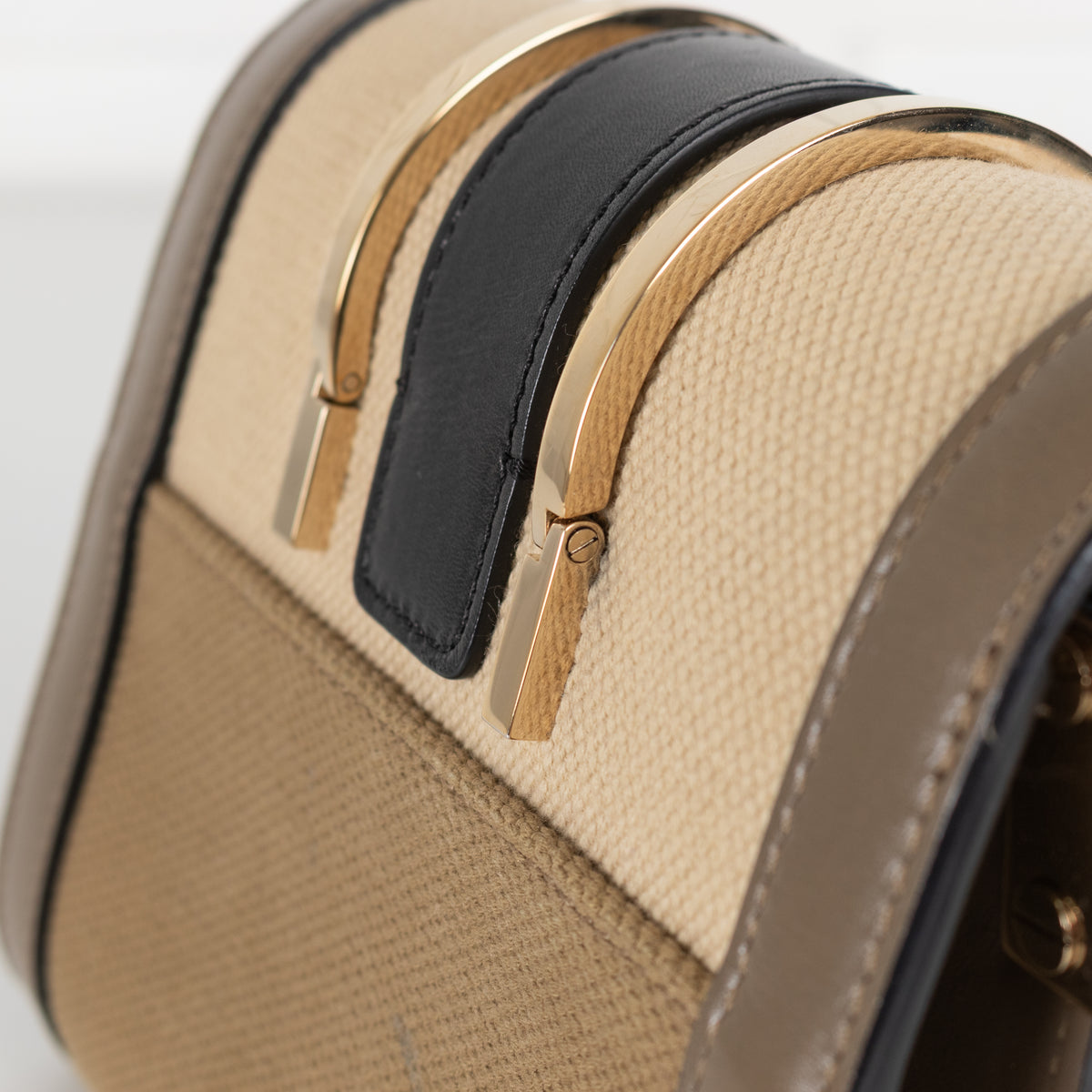 Chloe Olive Green Canvas Leather Trim Bronte Crossbody Bag