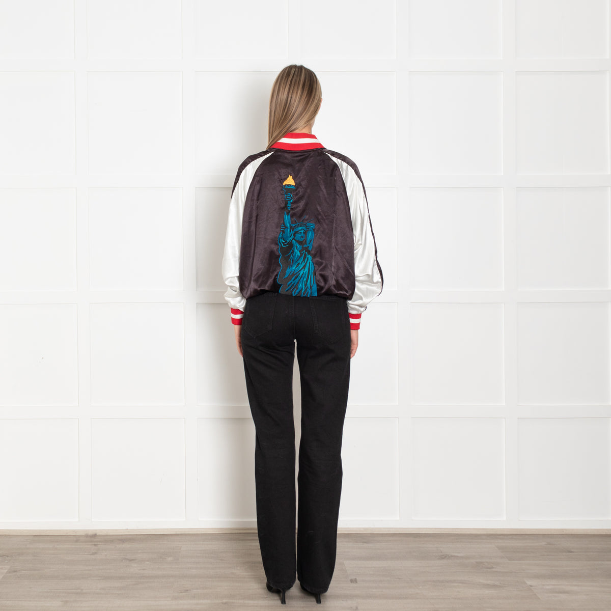 Joyrich Black Satin Varsity Jacket