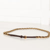 Salvatore Ferragamo Brown Leather Gold Chain Thin Belt