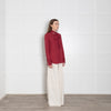 Equipment Burgundy Tie Neck Silk Blouse