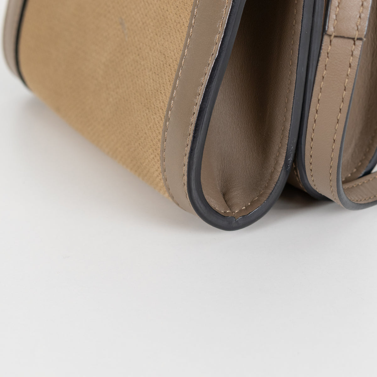 Chloe Olive Green Canvas Leather Trim Bronte Crossbody Bag