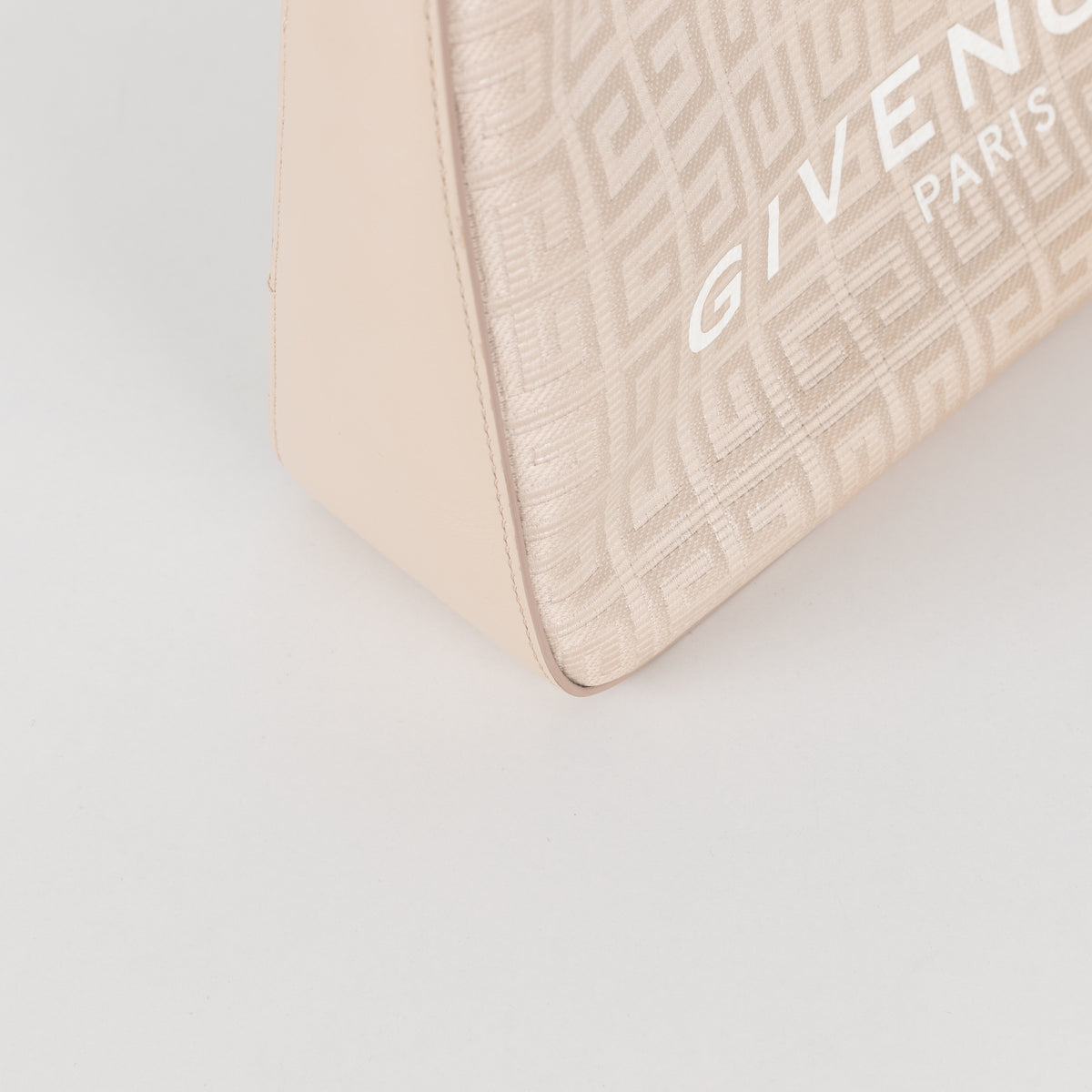 Givenchy Canvas Logo 4G Embossed Small Moon Cut Out Beige Shoulder Bag