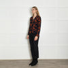 Essentiel Antwerp Burnt Orange Navy Flower Print Blouse