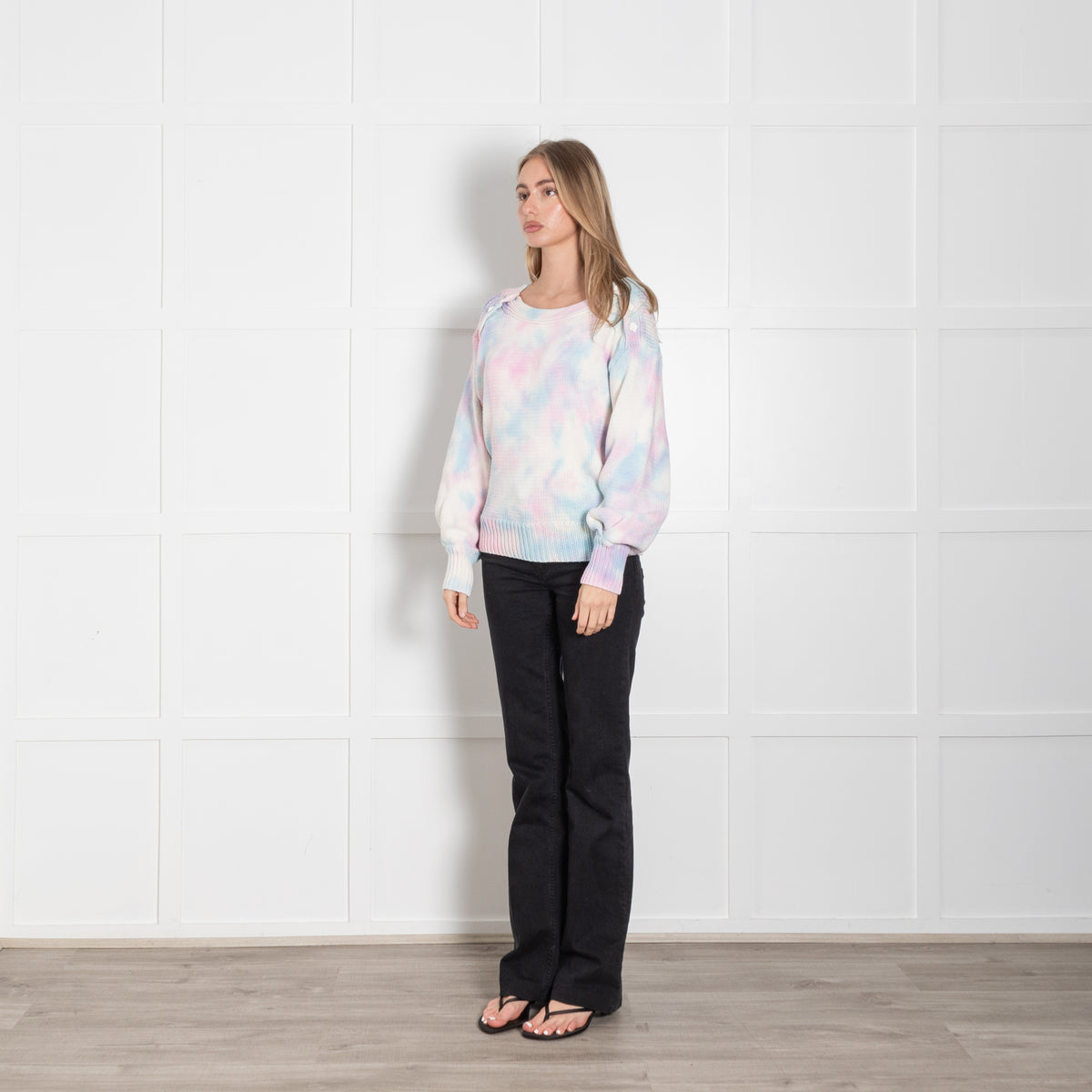 Love Shack Fancy Cream Multi Tie Dye Cotton Jumper