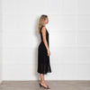 Paul Smith Black Silk Pleated And Lace Detail Sleeveless Dress