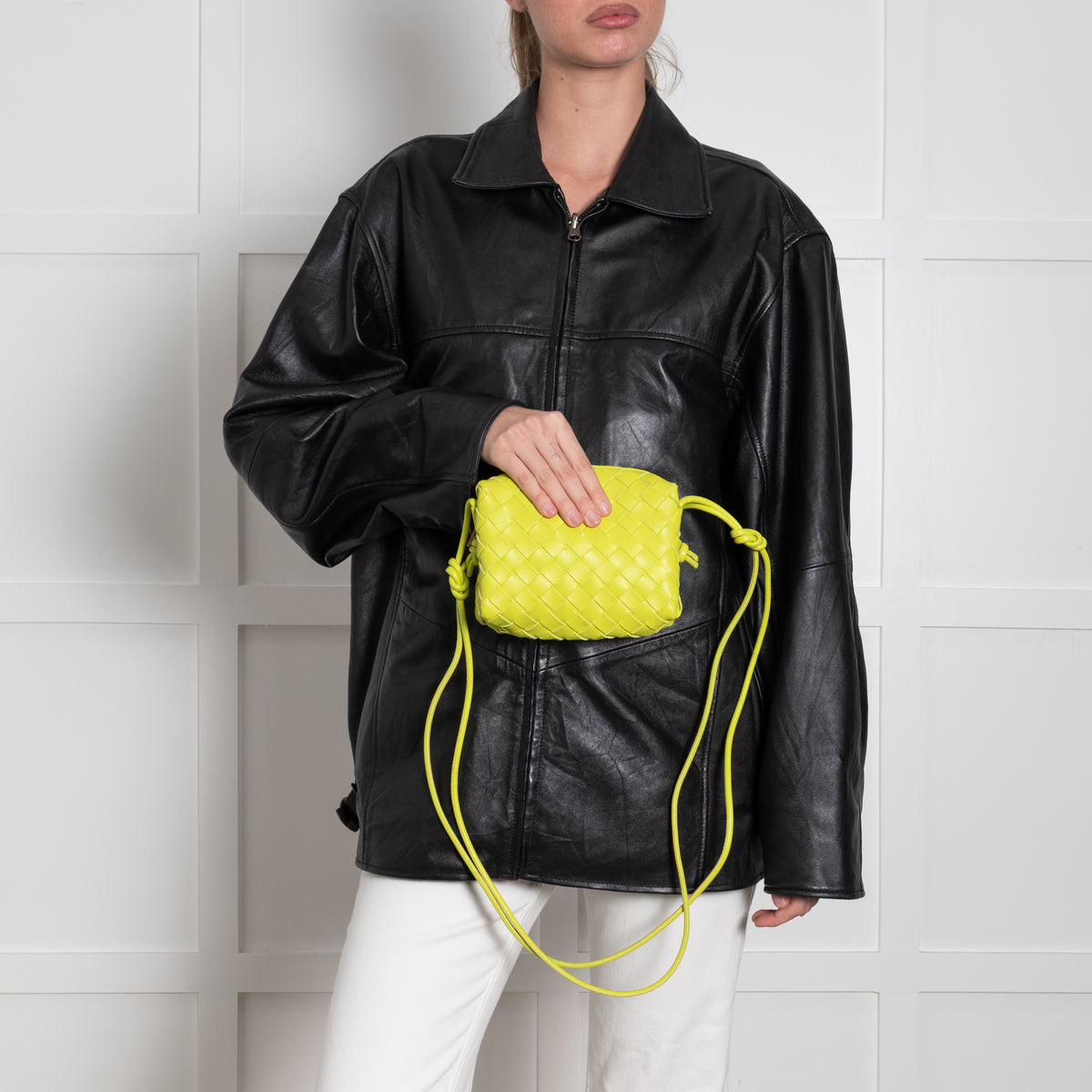 Bottega Veneta Lime Green Mini Loop Cross Body Bag