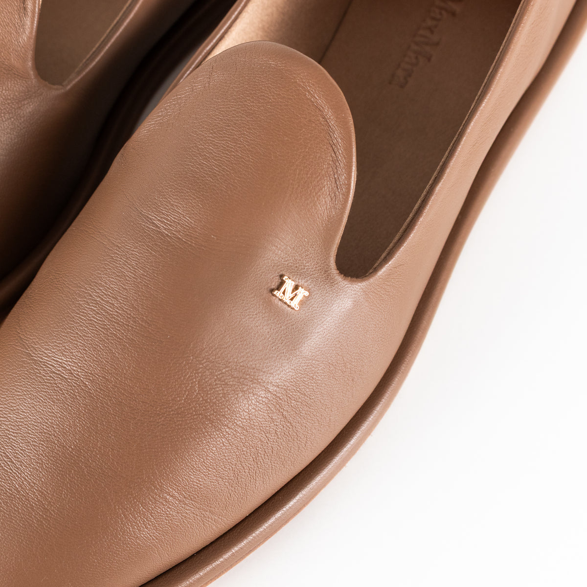 Max Mara Brown Leather Leen Slippers