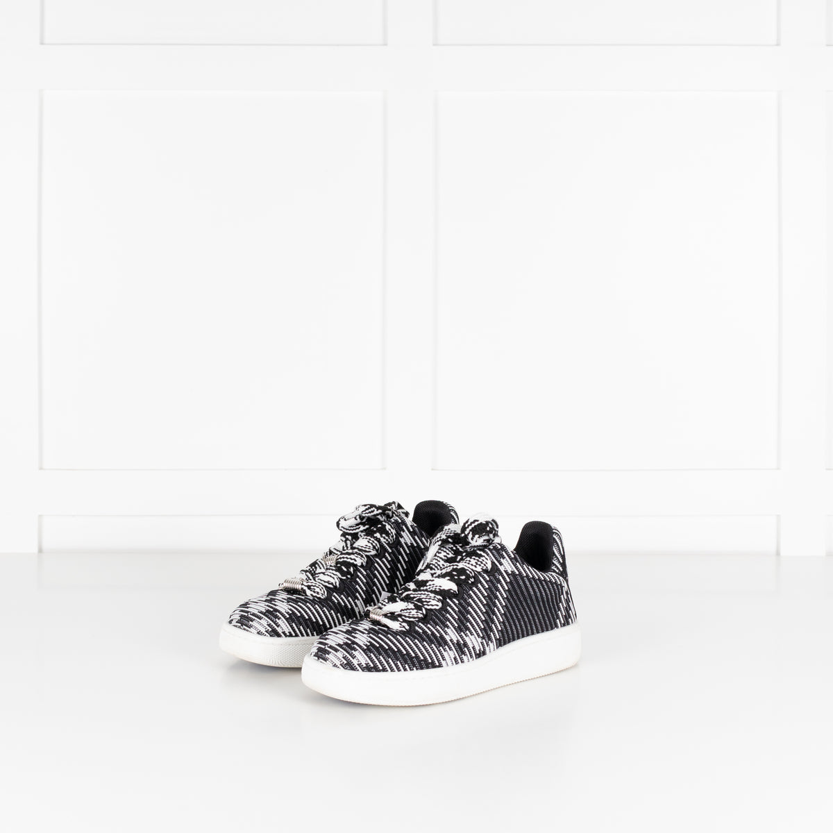 Burberry Black White Check Knit Box Trainers