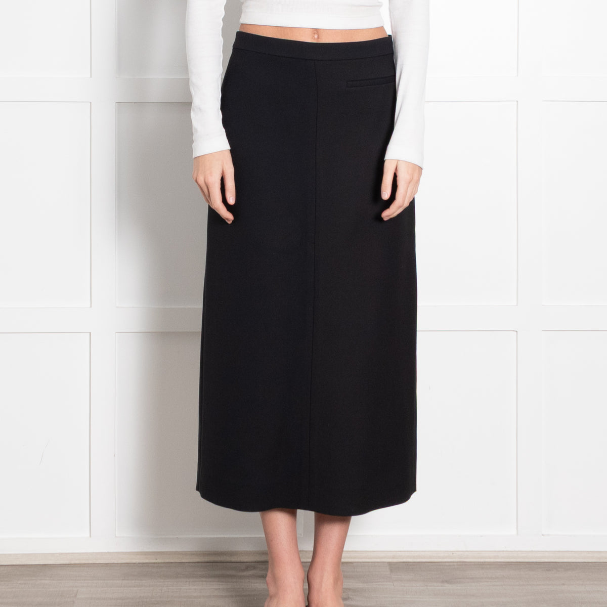 The Row Black Straight Mid Length Skirt