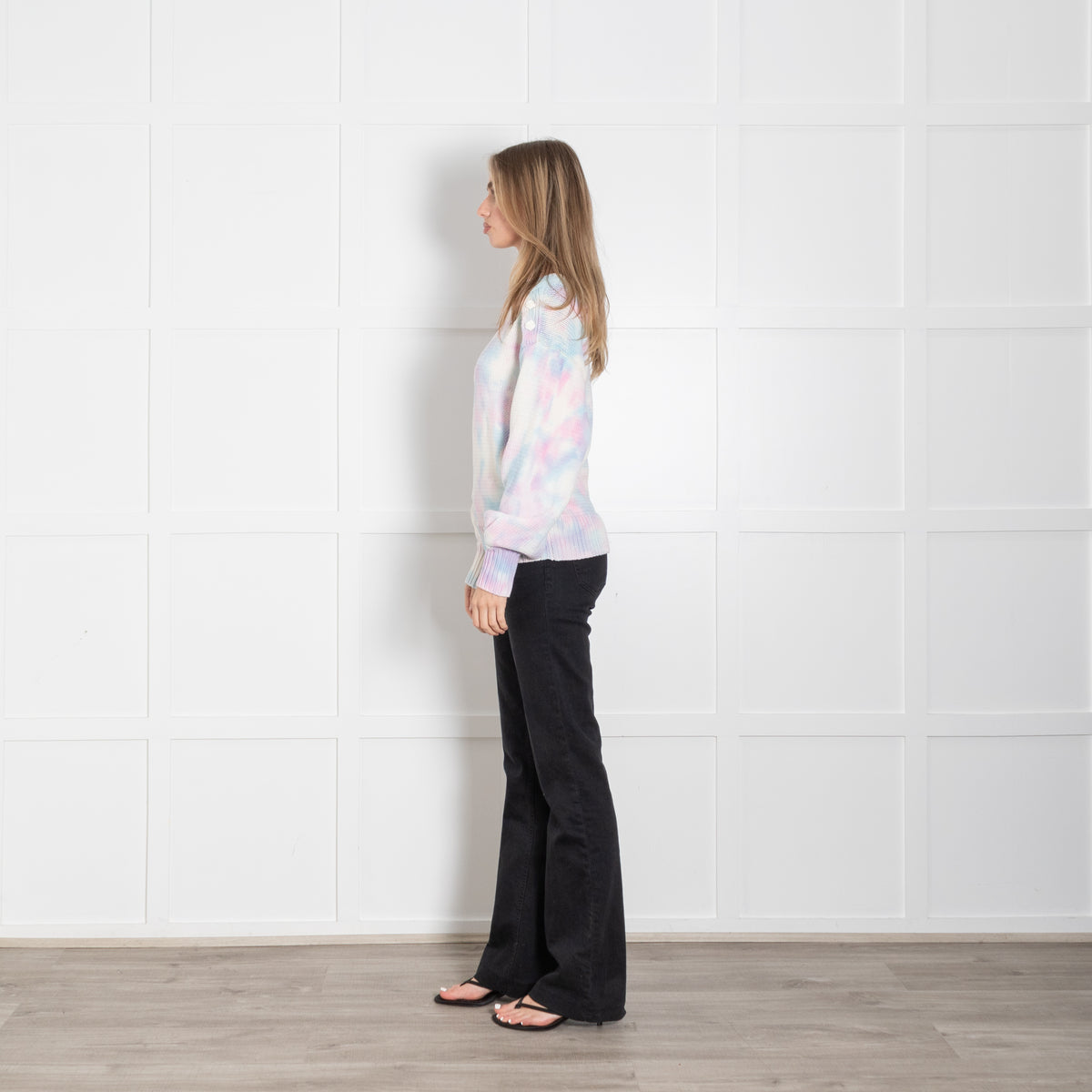 Love Shack Fancy Cream Multi Tie Dye Cotton Jumper