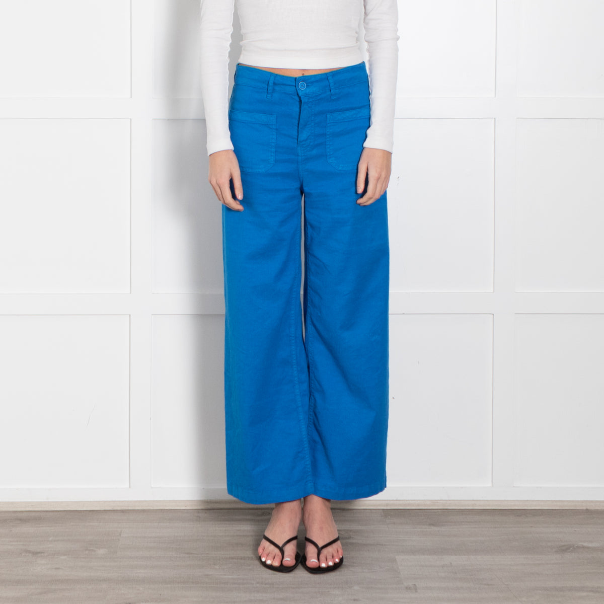 FIVE Paris Blue Twill Wide Leg Trousers