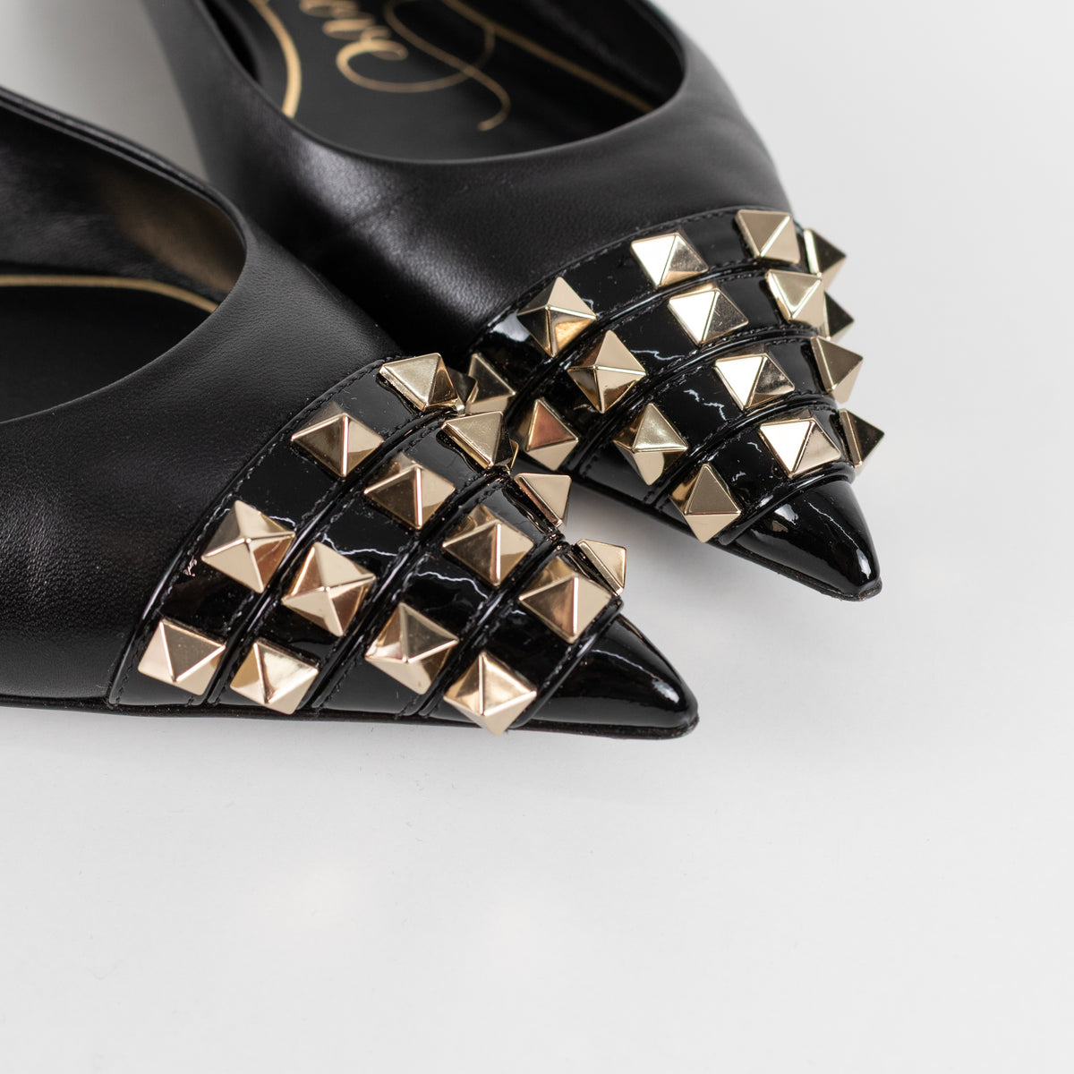 Valentino Garavani Black Rockstud Alcove Flat Pumps