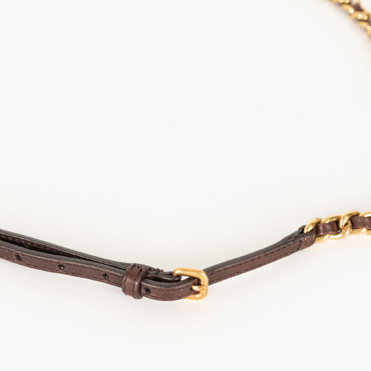 Salvatore Ferragamo Brown Leather Gold Chain Thin Belt