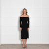 Bec + Bridge Black Off The Shoulder Fitted Dress
