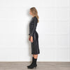 Toteme Black Paneled Leather Midi Dress