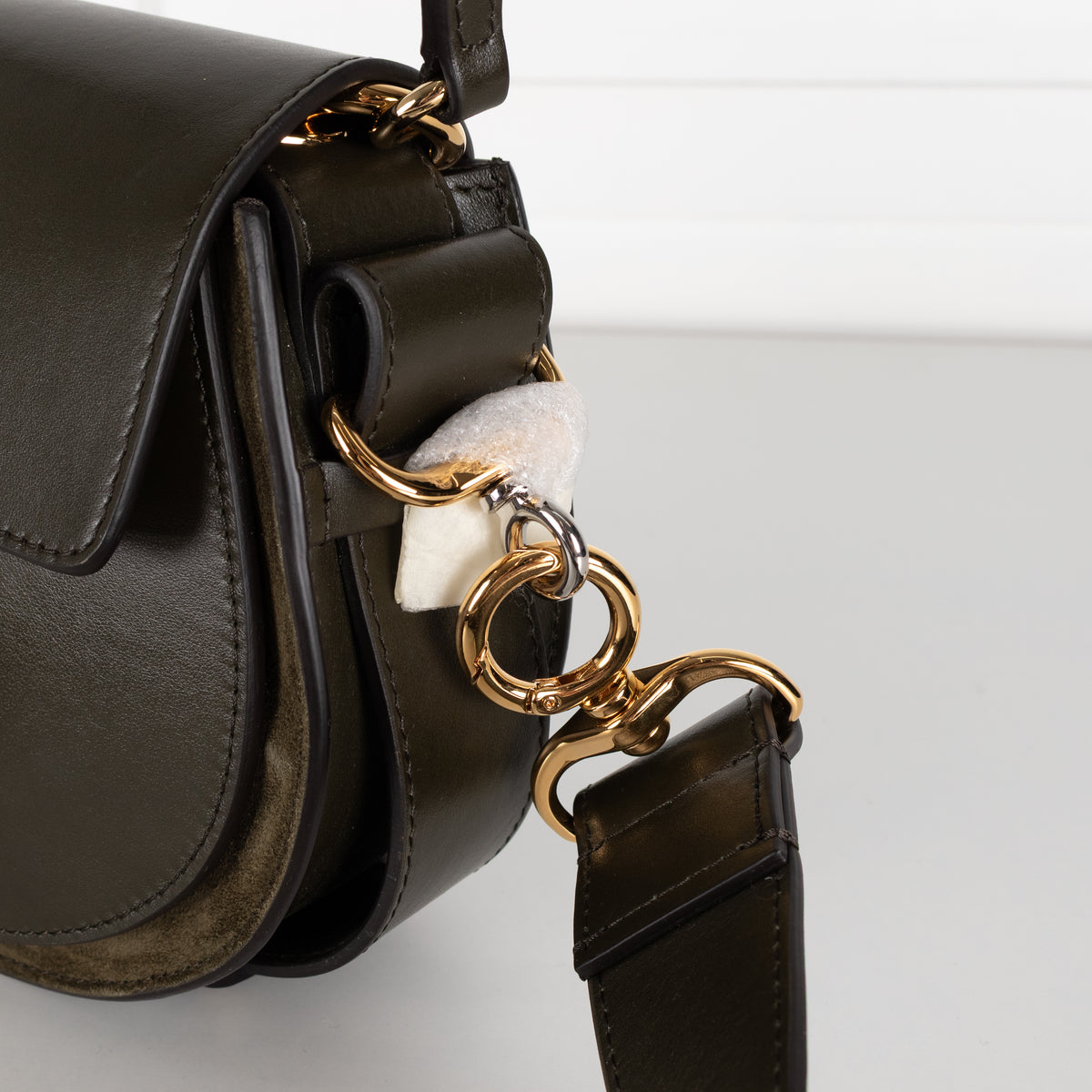 Chloé Small Tess Khaki Leather Shoulder Bag