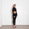 Prada Black Sequin Legging and Crop Top Co-ord
