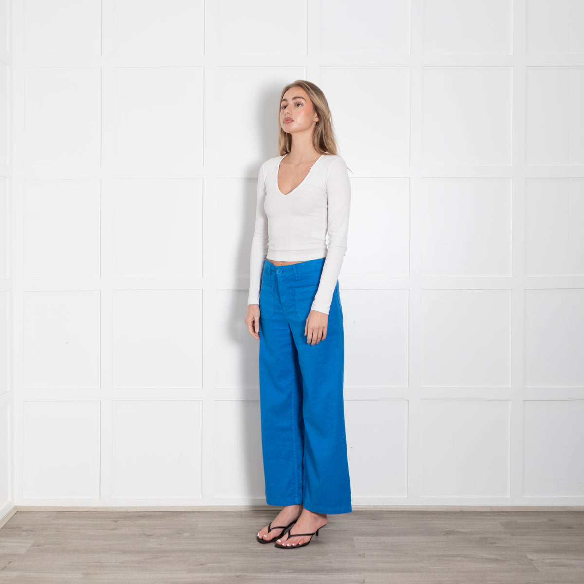 FIVE Paris Blue Twill Wide Leg Trousers