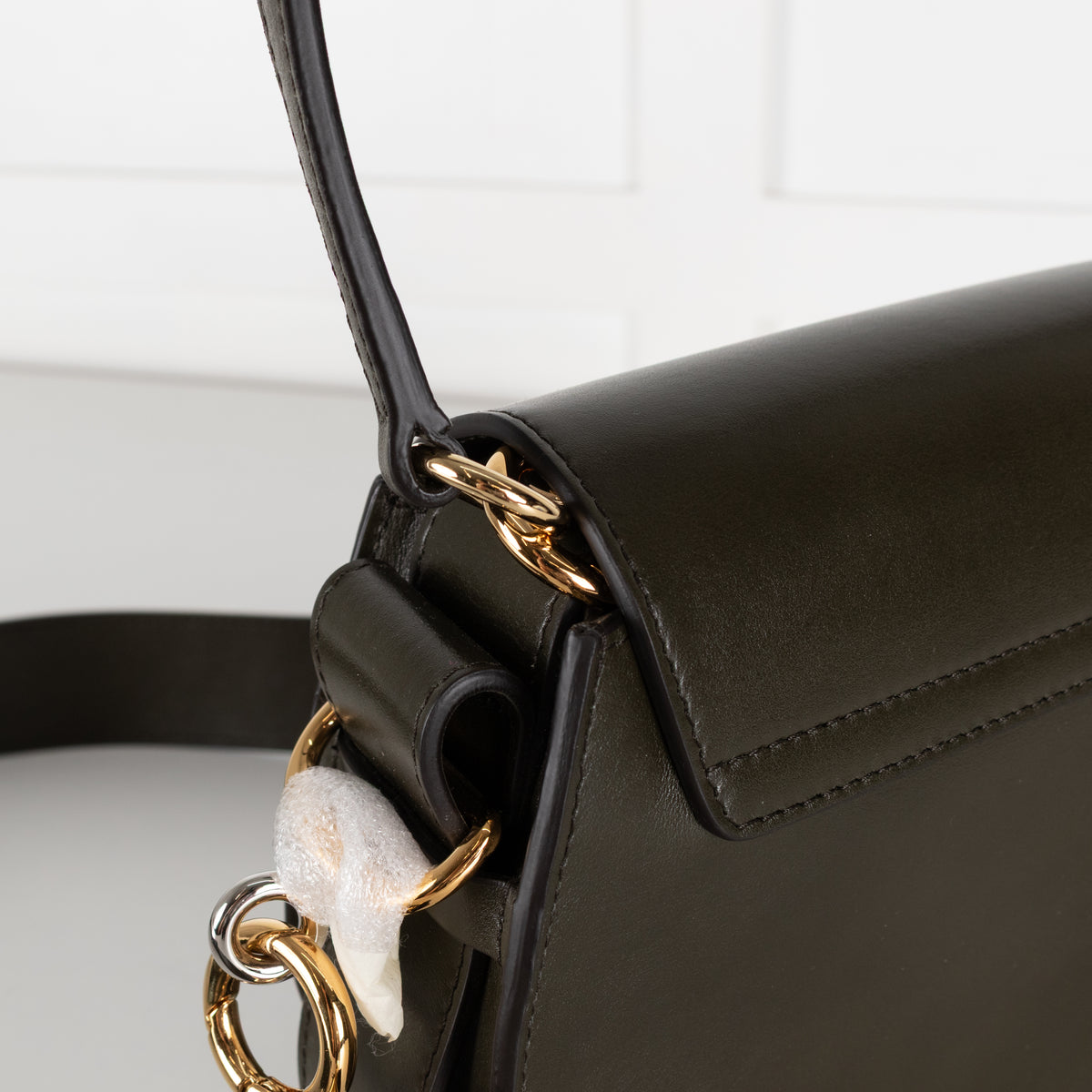 Chloé Small Tess Khaki Leather Shoulder Bag