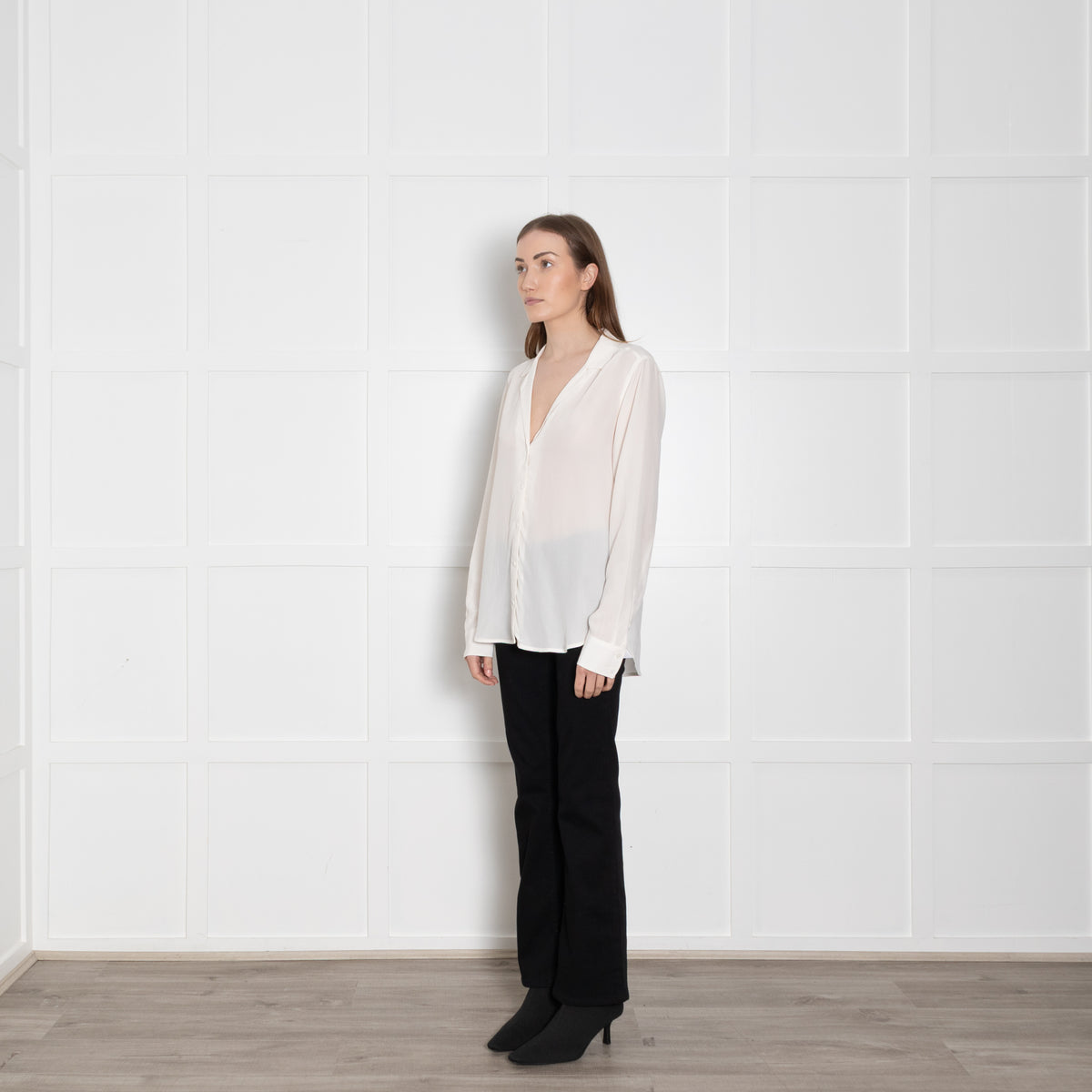 Equipment Cream Silk Pyjama Collar Shirt
