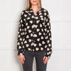 Equipment Black and Nude Heart Print Silk Shirt