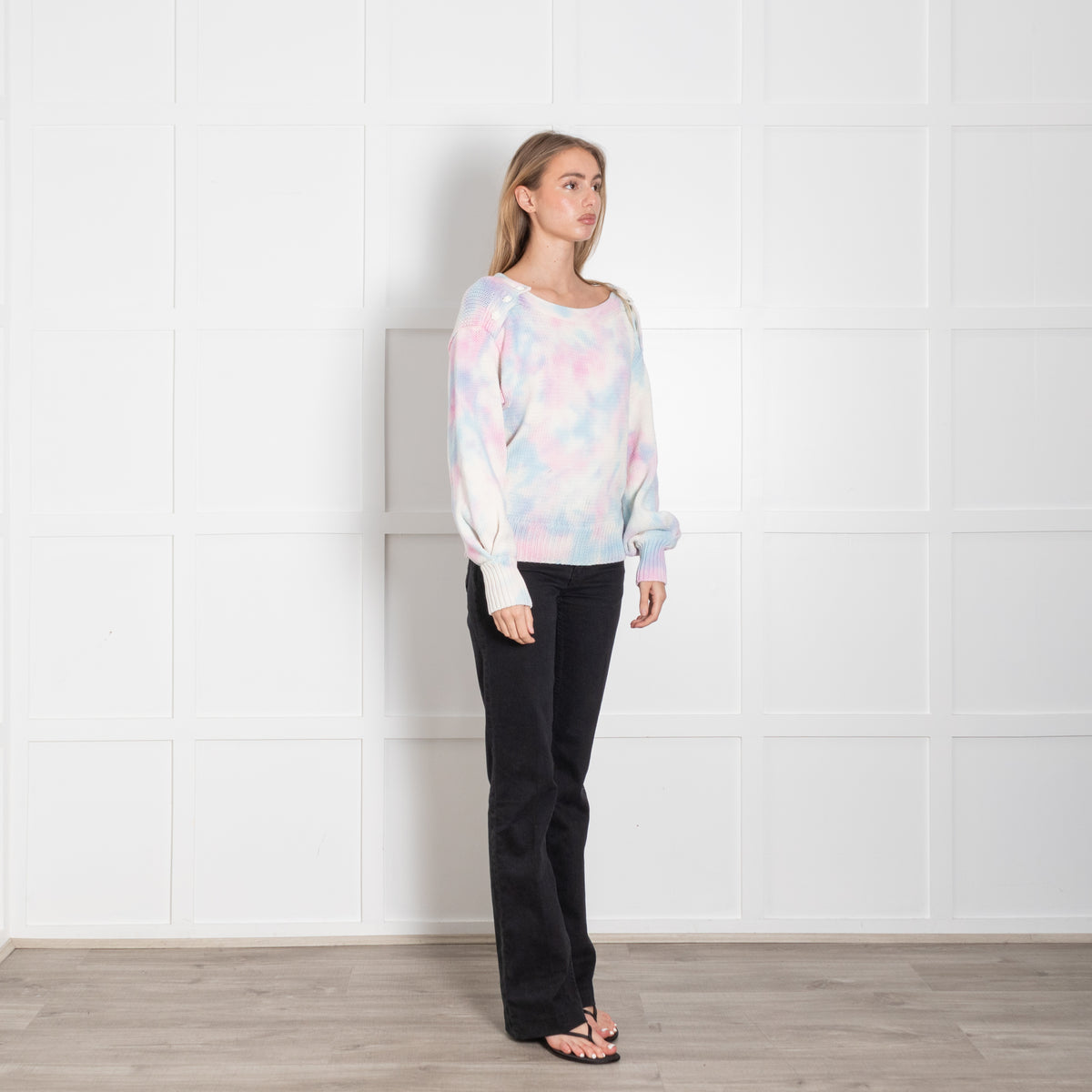 Love Shack Fancy Cream Multi Tie Dye Cotton Jumper