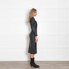 Toteme Black Paneled Leather Midi Dress