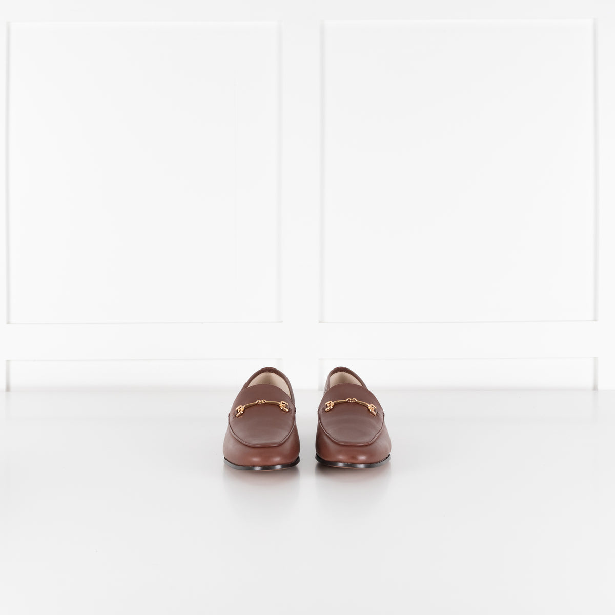 Sam Edelman Brown Leather Loraine Loafers With Gold Horsebit Detail