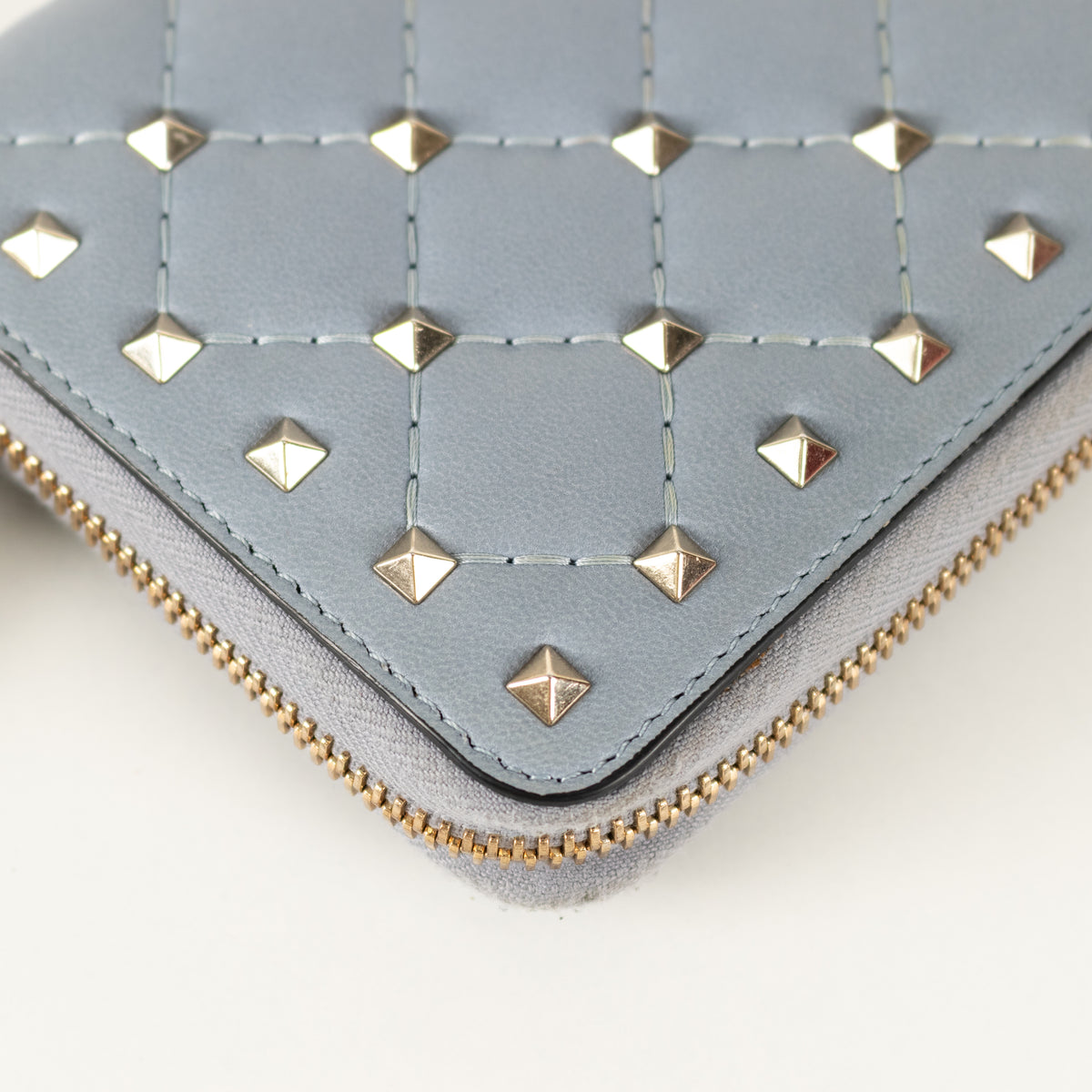 Valentino Pale Blue Rockstud Continental Wallet