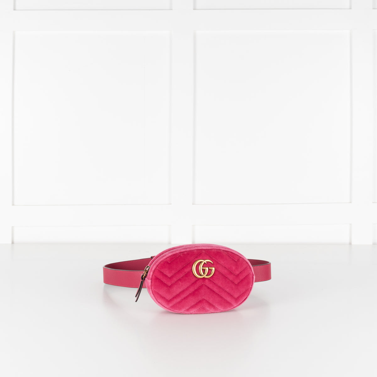 Gucci Marmont Matelasse Fuschia Pink Velvet Belt Bag