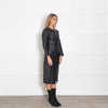 Toteme Black Paneled Leather Midi Dress