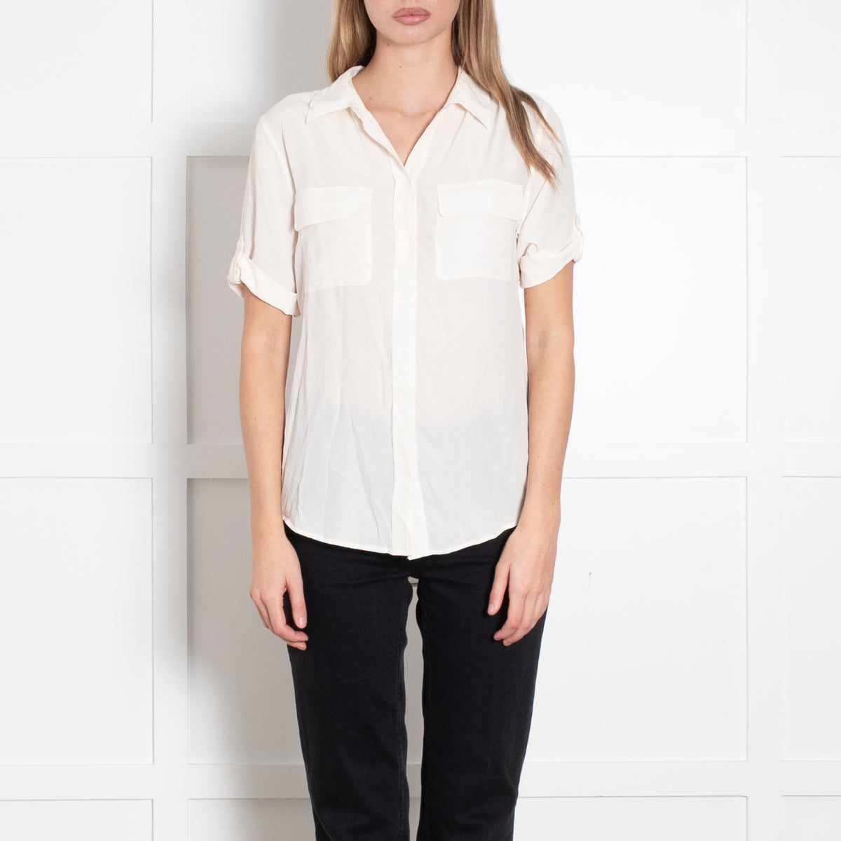 Equipment Cream Silk Short Sleeve Shirt