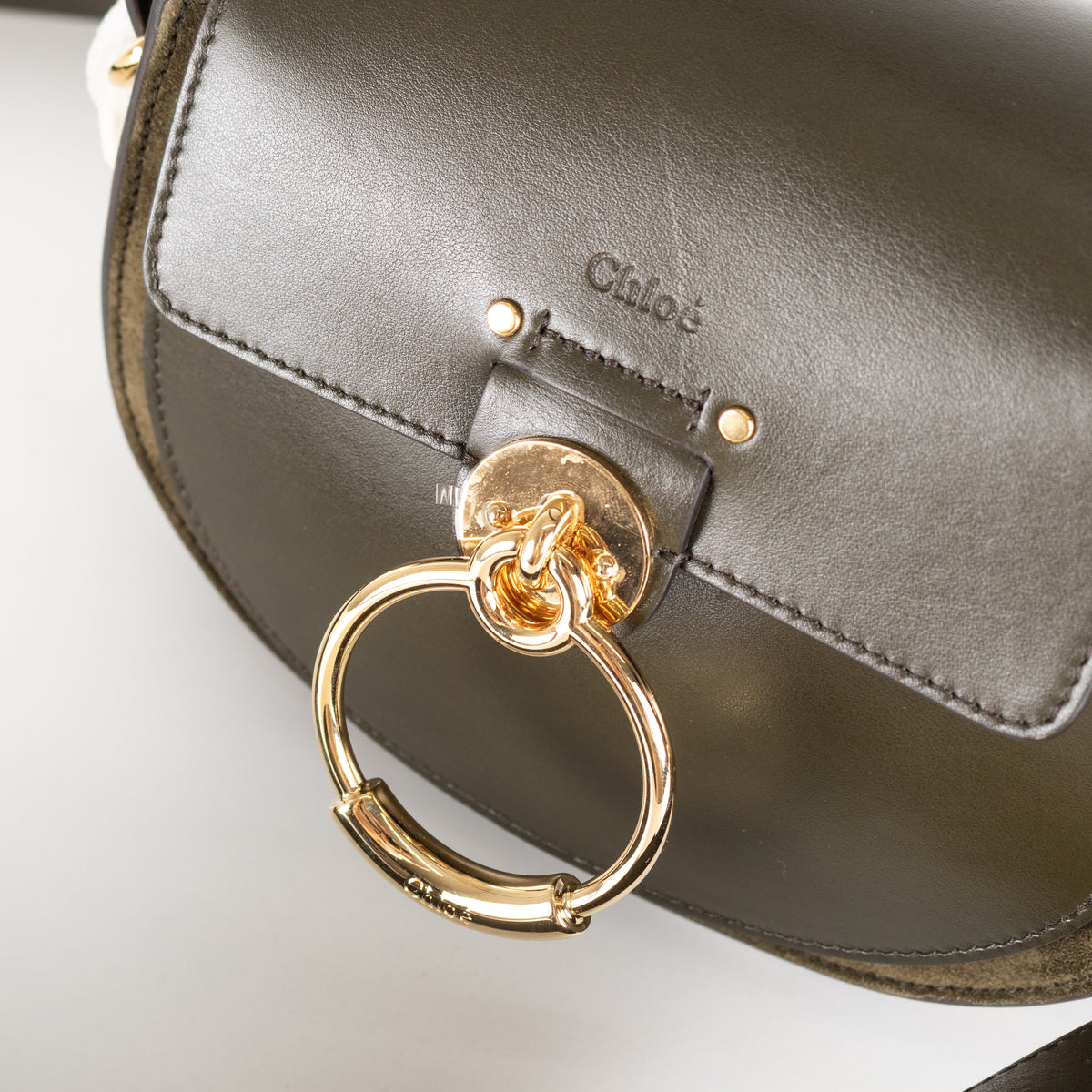 Chloé Small Tess Khaki Leather Shoulder Bag