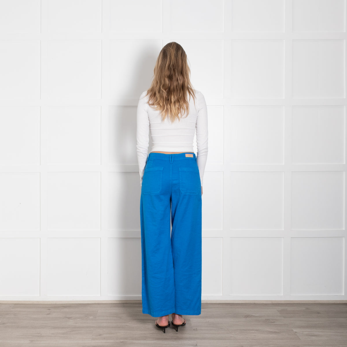 FIVE Paris Blue Twill Wide Leg Trousers