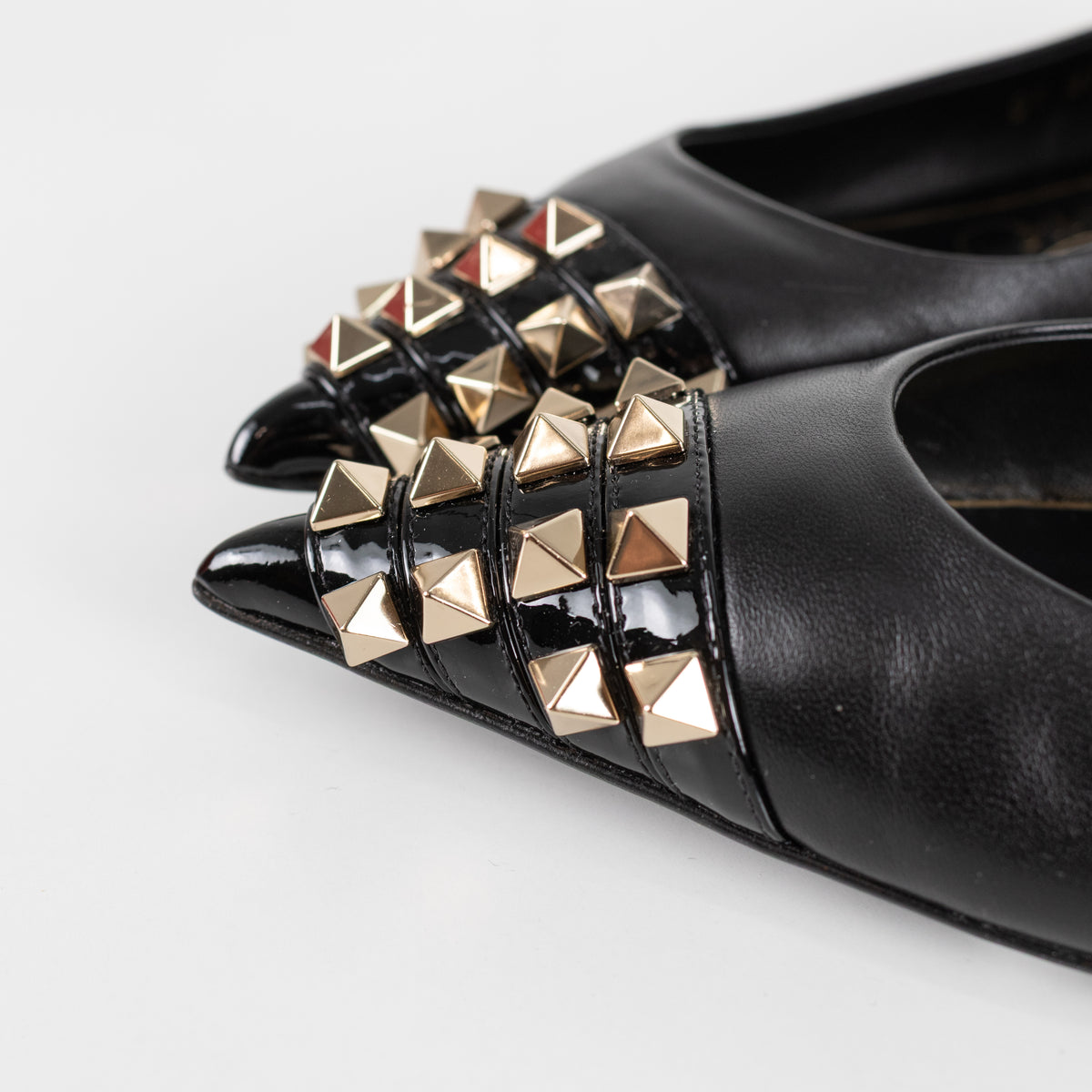 Valentino Garavani Black Rockstud Alcove Flat Pumps