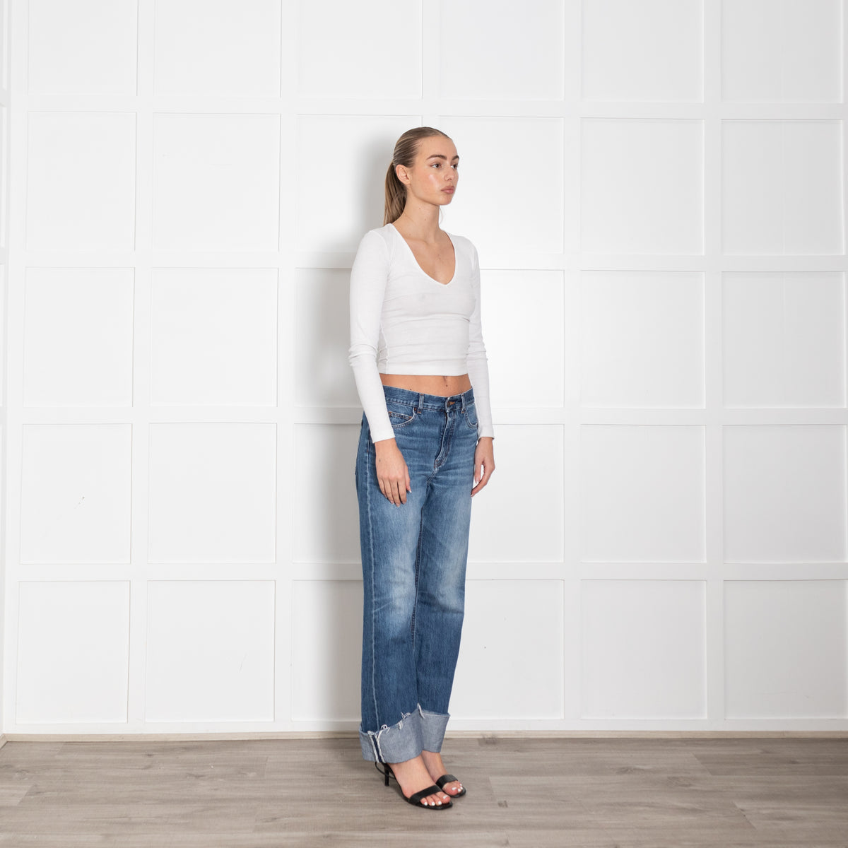 Me + Em  Blue Denim Ankle Grazer Turn Up Jeans