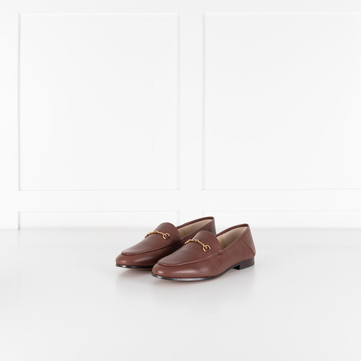 Sam Edelman Brown Leather Loraine Loafers With Gold Horsebit Detail