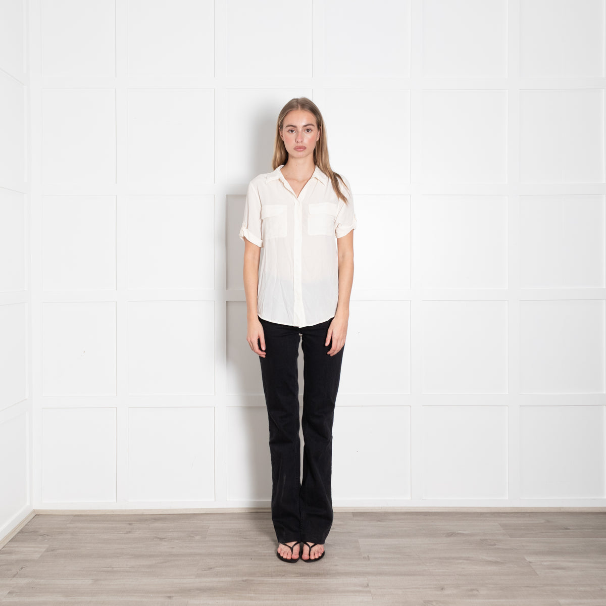 Equipment Cream Silk Short Sleeve Shirt
