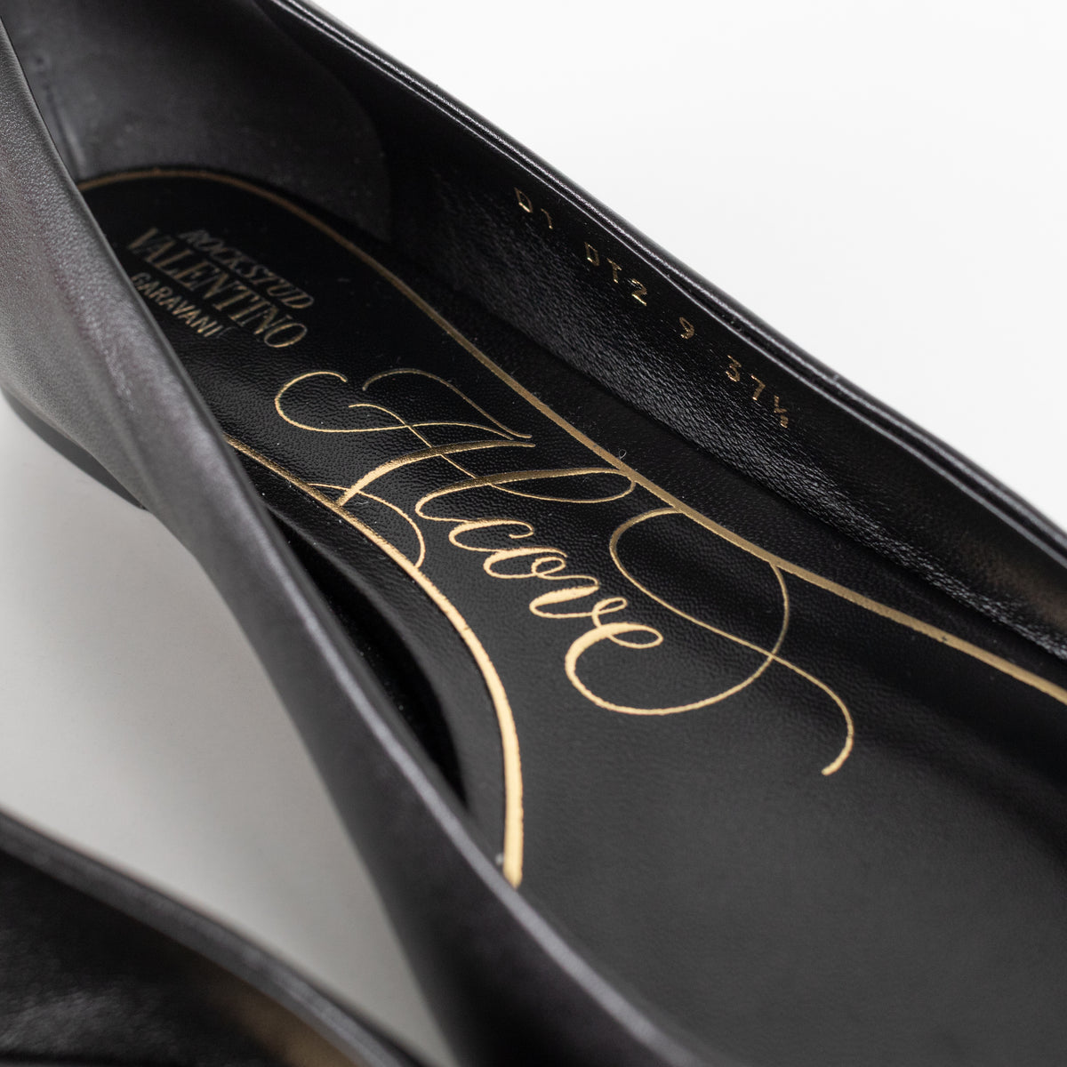 Valentino Garavani Black Rockstud Alcove Flat Pumps