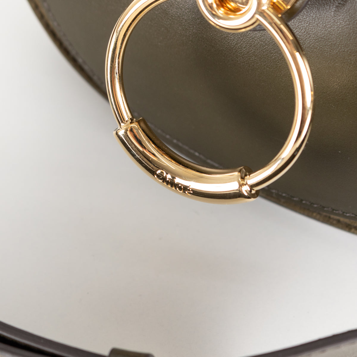 Chloé Small Tess Khaki Leather Shoulder Bag